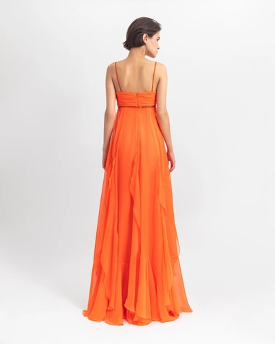 Shop Gemy Maalouf Flared Long Dress - Long Dresses In Orange