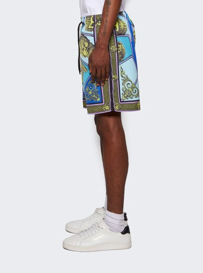 Shop Versace Mask Print Swim Shorts In Multicolor