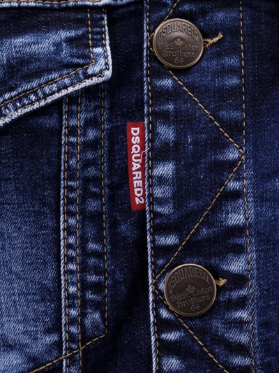 Shop Dsquared2 Denim Jacker With Back Logo Patch In Blue