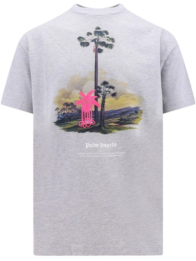 Shop Palm Angels Organic Cotton T-shirt In Grey