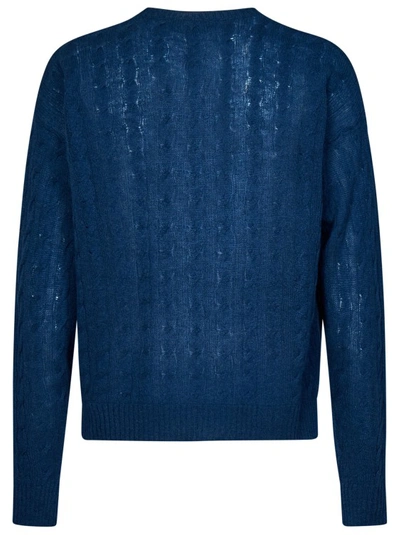 Shop Etro Cream Blue Cable Knit Cashmere Pullover