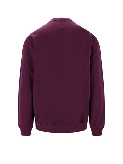 Shop Moschino Cotton Sweatshirt With Logo Patch In Purple