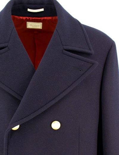Shop Brunello Cucinelli Classic Lines Coat In Blue