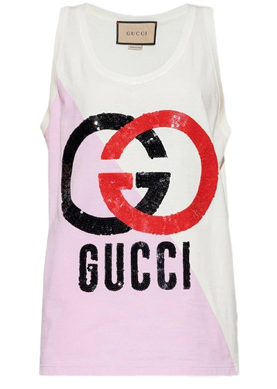 Shop Gucci Cotton Sleeveless Top In White