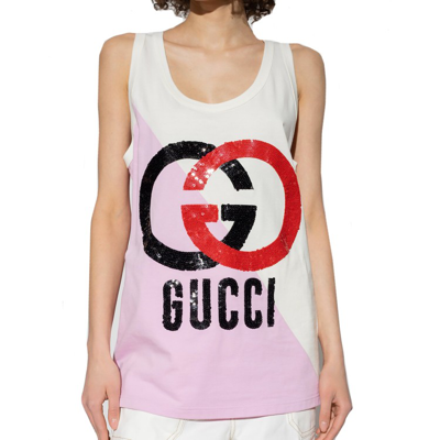 Shop Gucci Cotton Sleeveless Top In White