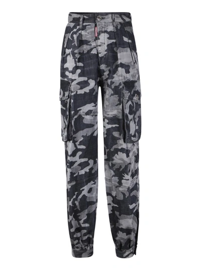 Shop Dsquared2 Camouflage Pattern Cargo Pants In Black