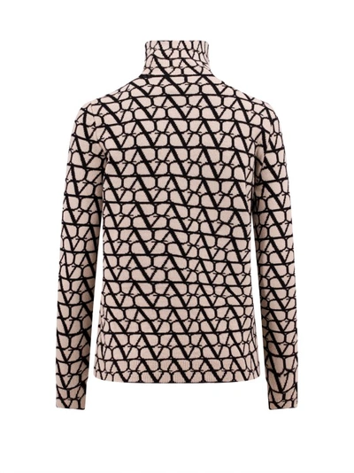 Shop Valentino Virgin Wool Sweater With Toile Iconographe Motif In Neutrals