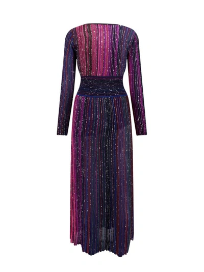 Shop Missoni Viscose Dress With Sequins In Multicolor