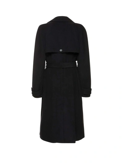 Shop Stella Mccartney Sustainable Wool Coat With Belt At Waist In Black