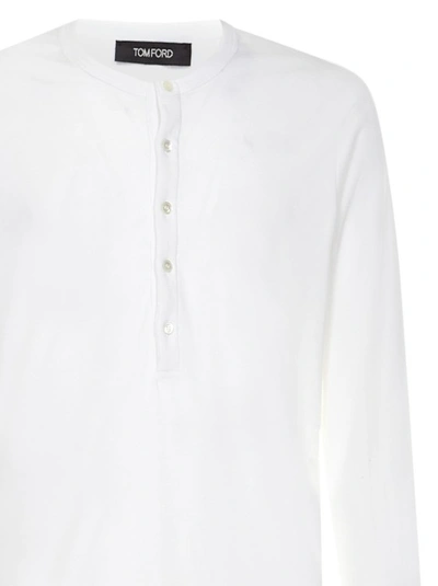 Shop Tom Ford Long-sleeved Henley T-shirt In White