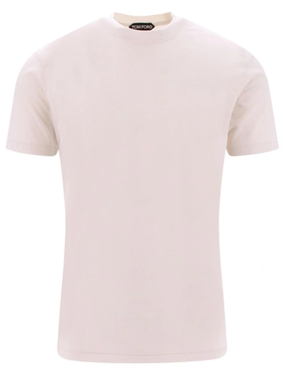 Shop Tom Ford Lyocell And Cotton T-shirt In Neutrals