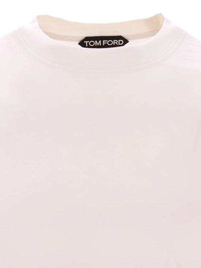Shop Tom Ford Lyocell And Cotton T-shirt In Neutrals
