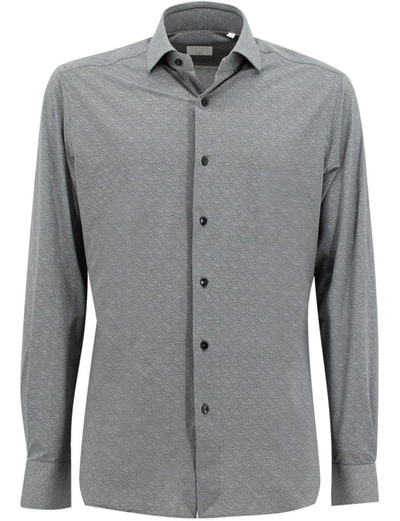 Shop Xacus Dark Melange Shirt In Grey