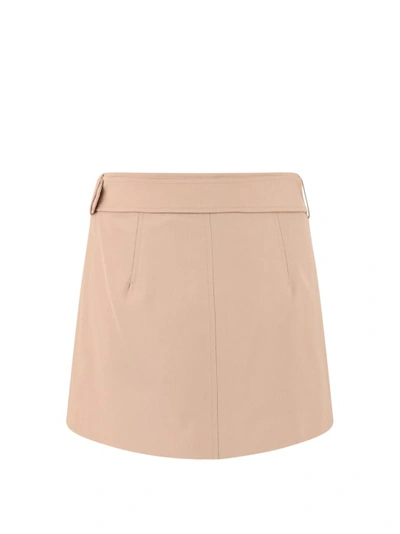 Shop Burberry Cotton Skirt With Trench Belt At Waist In Neutrals