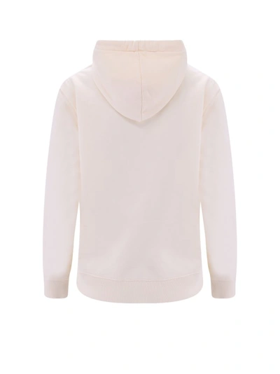 Shop Lanvin Cotton Sweatshirt With Embroidered Logo In Neutrals
