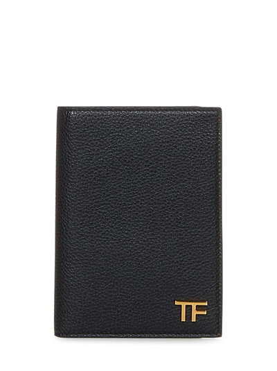 Shop Tom Ford Black Leather Tf Logo Wallet