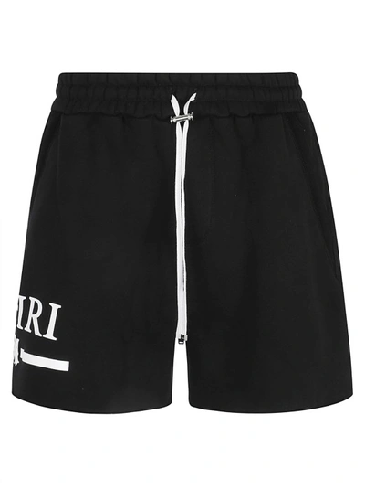 Shop Amiri Logo-print Cotton Shorts In Black