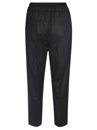 Shop Brunello Cucinelli Elasticated-waist Cropped Wool Trousers In Black