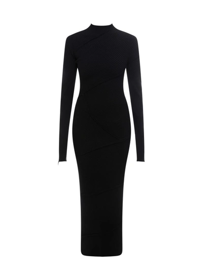 Shop Balenciaga Spiral Viscose Dress In Black