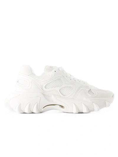 Shop Balmain B-east Sneakers - Leather - Optical White