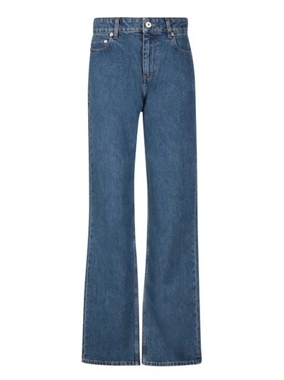 Shop Burberry Blue Cotton Straight-leg Jeans