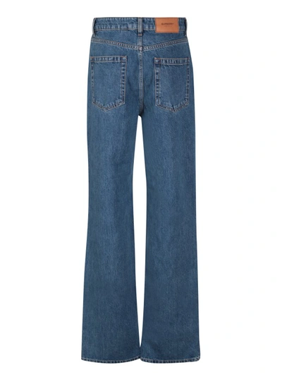 Shop Burberry Blue Cotton Straight-leg Jeans