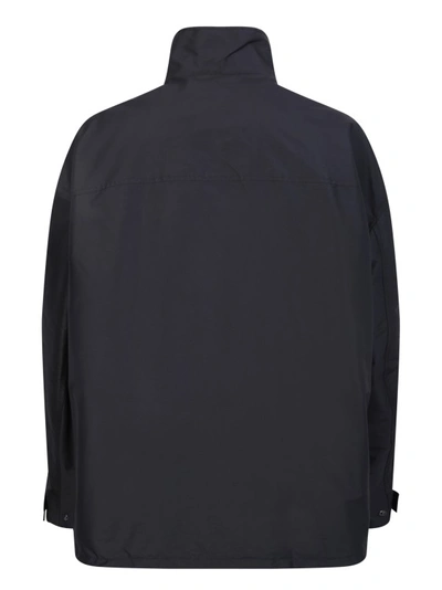 Shop Burberry Black Logo Embroidered High Neck Jacket
