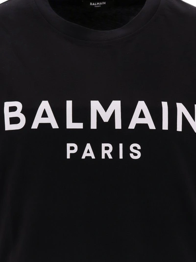 Shop Balmain Biologic Cotton T-shirt With Frontal Logo In Black