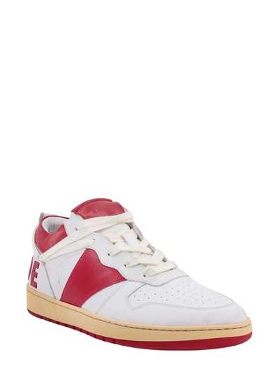 Shop Rhude Leather Sneakers With Color-block Detail In White