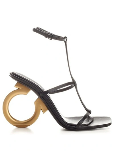 Shop Ferragamo Elina Leather Sandals In Black