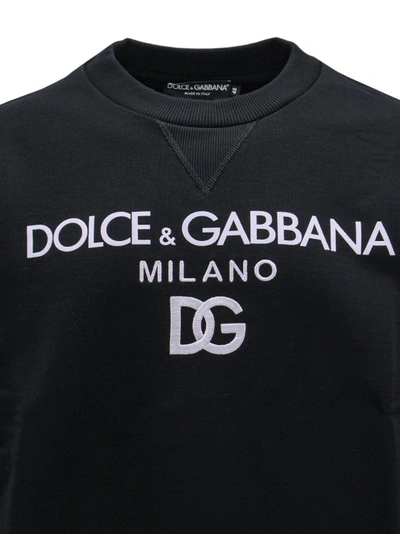 Shop Dolce & Gabbana Cotton Sweatshirt With Frontal Logo In Black