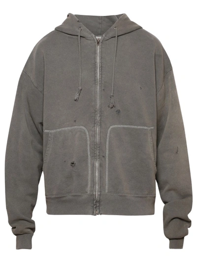 Shop Saint Michael Zip Parka Damage Sweatshirt In Grey