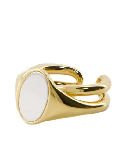 Shop Charlotte Chesnais Initial Signet Ring - Silver - Gold