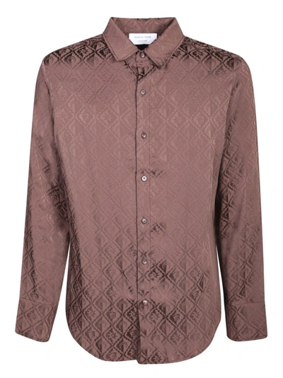 Shop Marine Serre Brown Shirt With Moon Diamant Jacquard Pattern