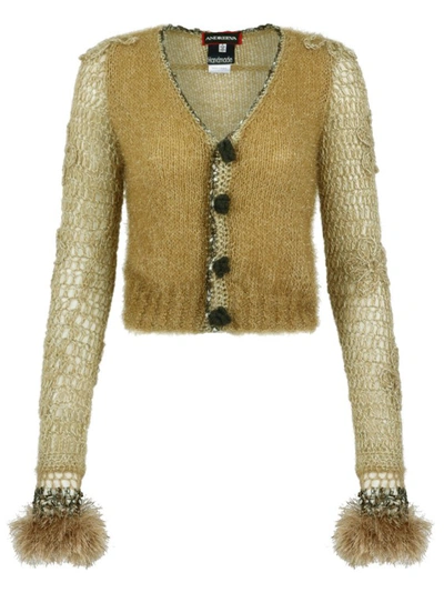 Shop Andreeva Camel Handmade Knit Cardigan In Gold
