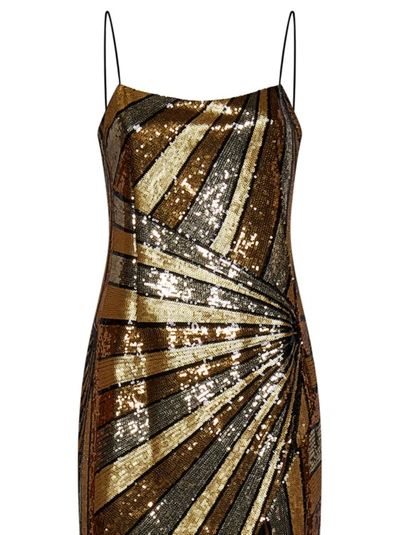 Shop Balmain Spaghetti Strap Long Dress In Gold