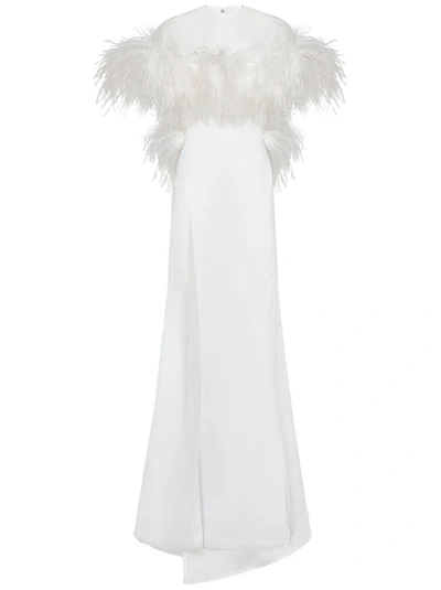 Shop Attico Pure White Feather Dress