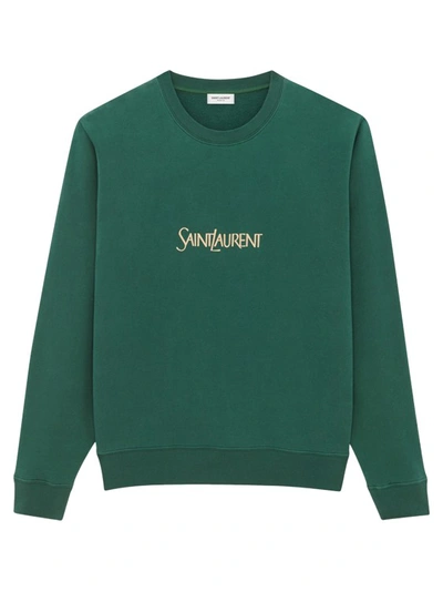 Shop Saint Laurent Green Printed Sweatshirt
