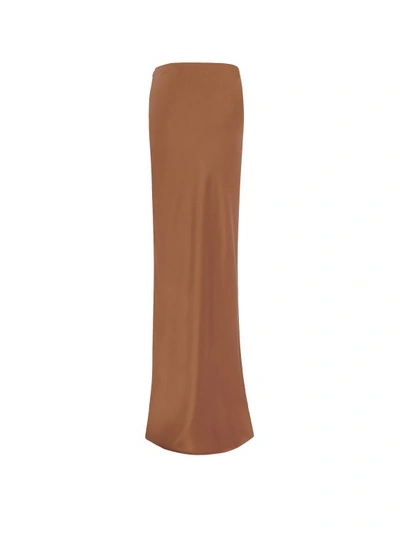 Shop Saint Laurent Organic Silk Skirt In Brown