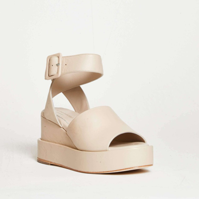 Shop Paloma Barceló Beige Leather Wedge Sandals In Neutrals