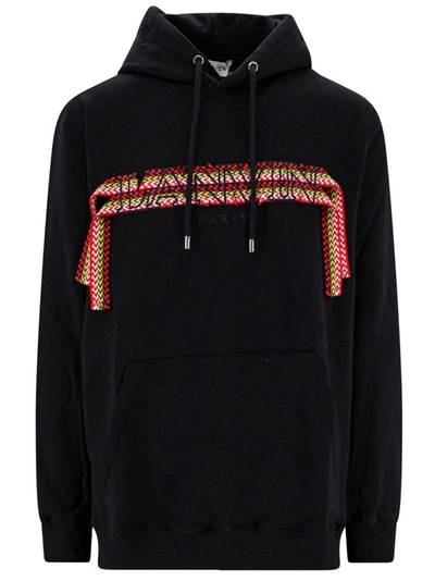 Shop Lanvin Cotton Sweatshirt With Curb  Logo Embroidery In Black