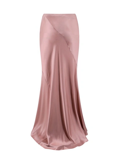 Shop Alberta Ferretti Pink Satin Long Skirt
