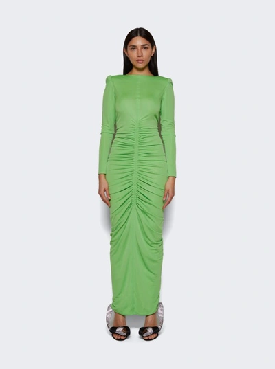 Shop Givenchy Long Ruched Dress In Green