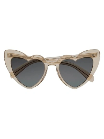 Shop Saint Laurent Loulou Heart Sunglasses In Grey