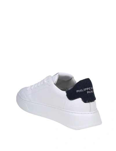 Shop Philippe Model White And Blue Leather Temple Low Sneakers