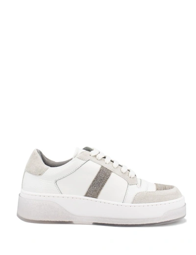Shop Fabiana Filippi White Leather Low Top Trainers