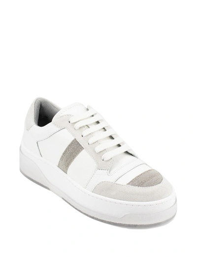 Shop Fabiana Filippi White Leather Low Top Trainers