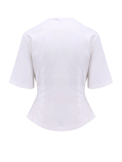 Shop Etro Frontal Pegaso Logo Cotton Crop T-shirt In White