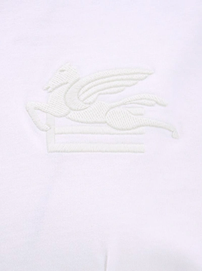 Shop Etro Frontal Pegaso Logo Cotton Crop T-shirt In White