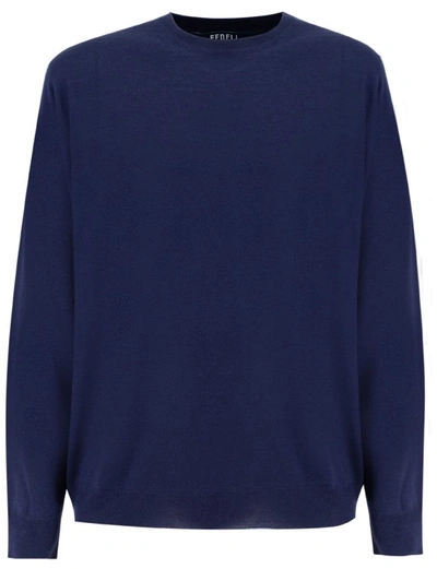 Shop Fedeli Crew-neck Sweater In Blue